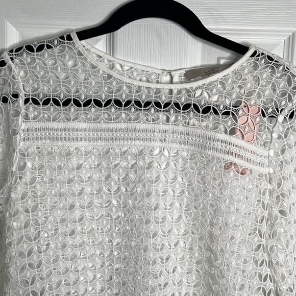 Loft White Short Sleeve Eyelet Blouse Size XS - Picture 2 of 4